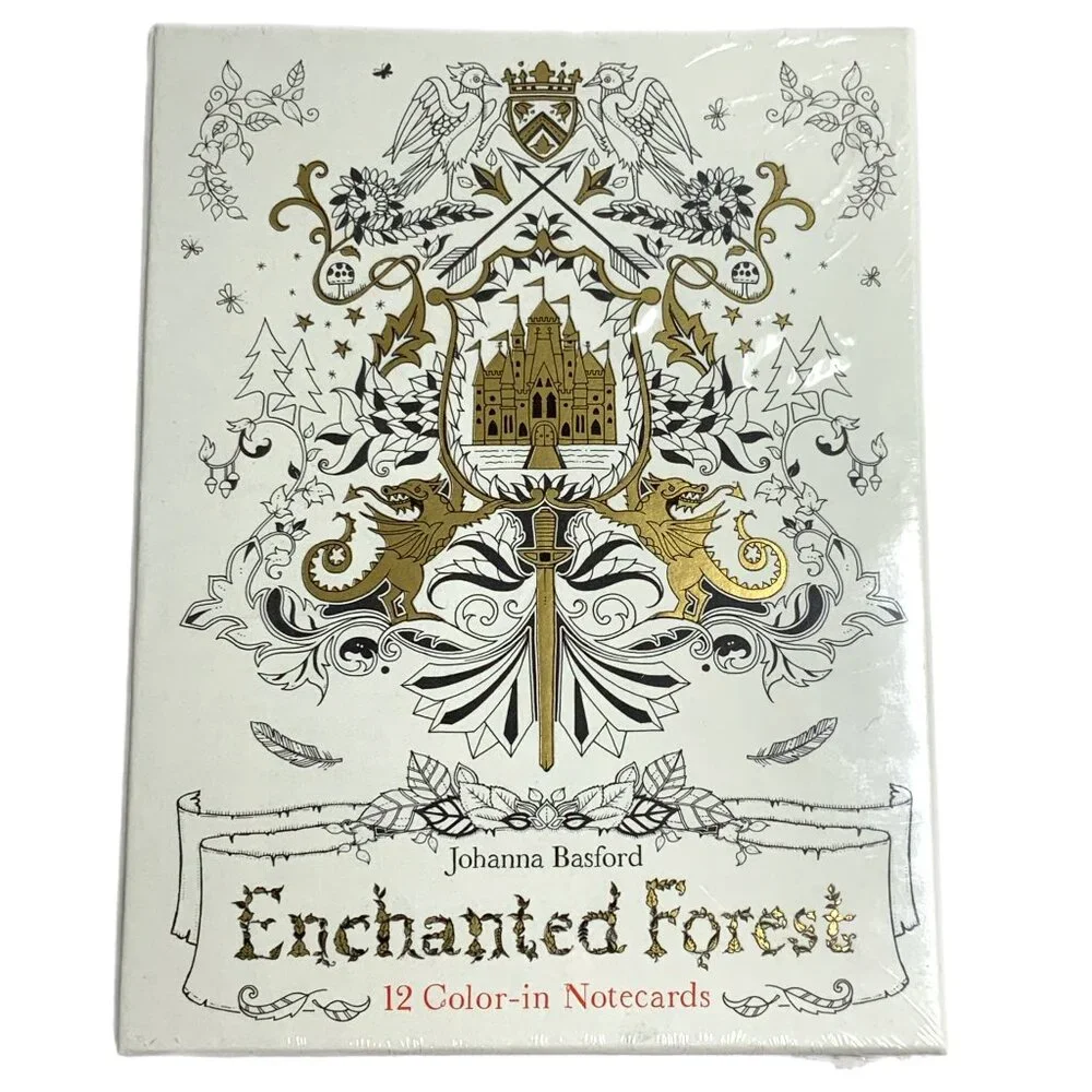 Johanna Basford Enchanted Forest Coloring Color-in Notecards Book Whimsical